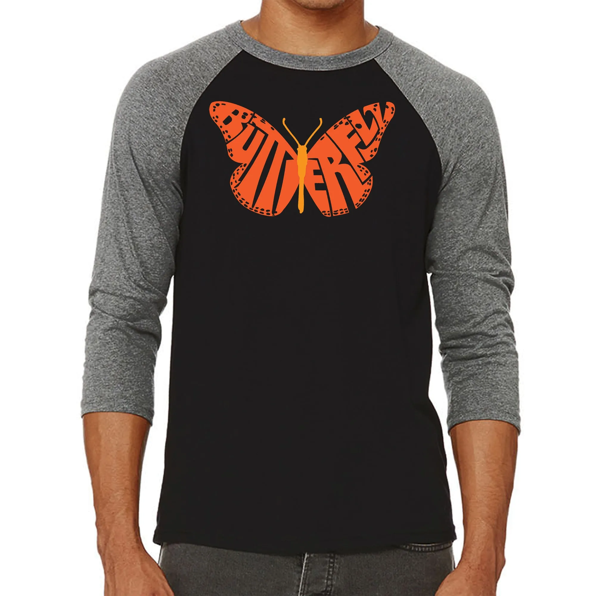Butterfly - Men's Raglan Baseball Word Art T-Shirt sold by LA Pop Art product image thumbnail 4