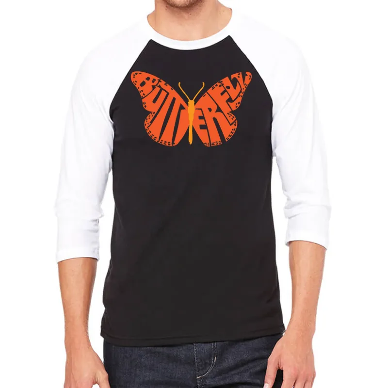 Butterfly - Men's Raglan Baseball Word Art T-Shirt sold by LA Pop Art
