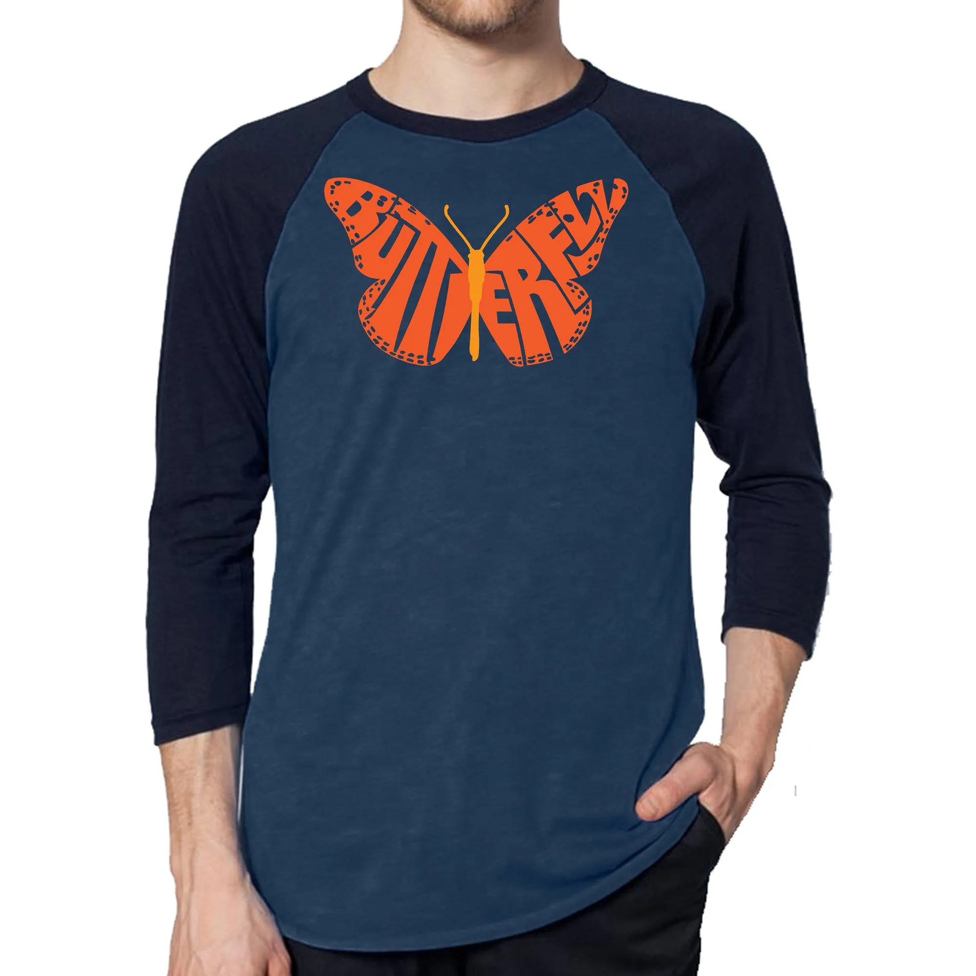 Butterfly - Men's Raglan Baseball Word Art T-Shirt sold by LA Pop Art product image thumbnail 3