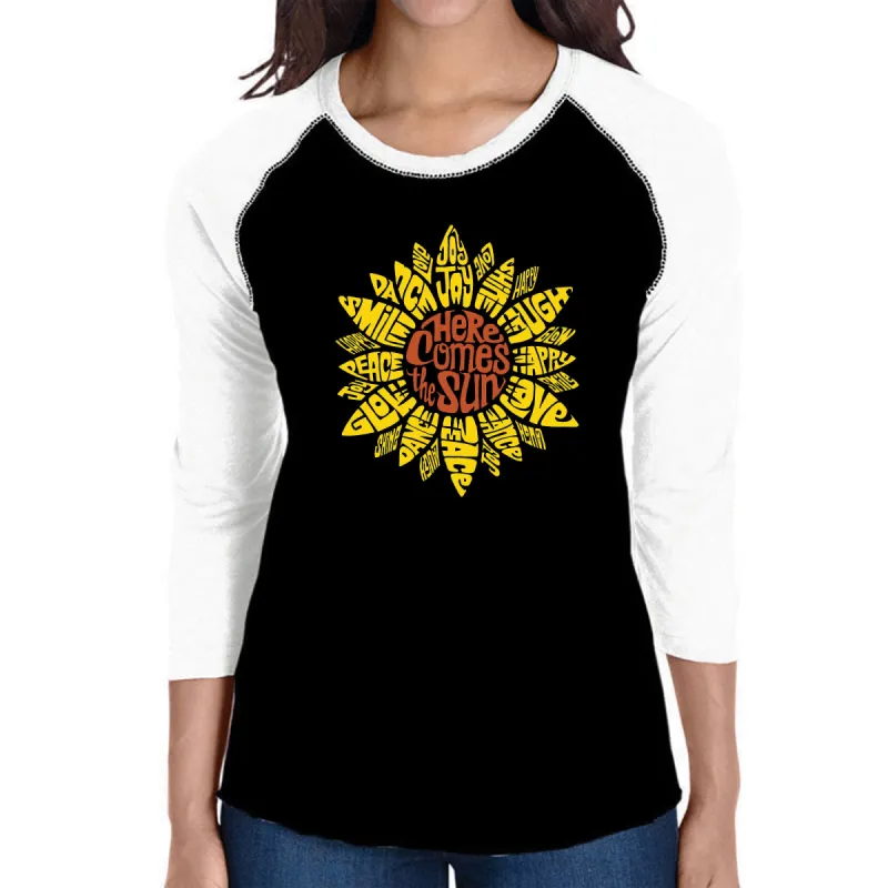 Sunflower  - Women's Raglan Word Art T-Shirt sold by LA Pop Art
