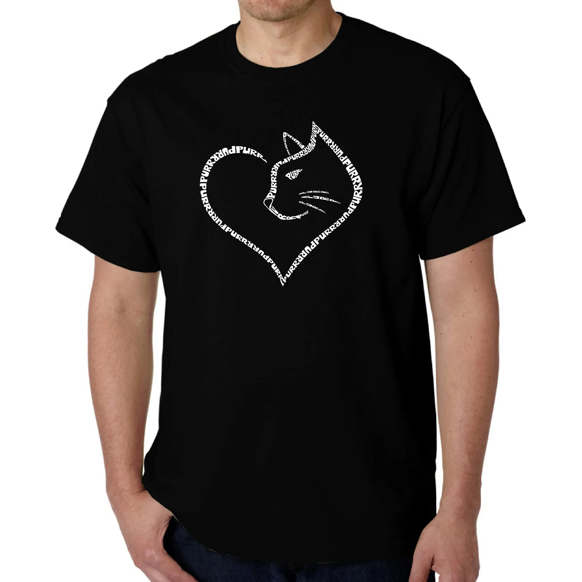 Cat Heart - Men's Word Art T-Shirt sold by LA Pop Art