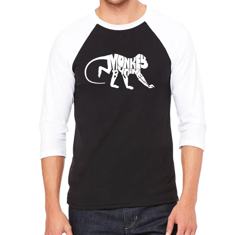 Monkey Business - Men's Raglan Baseball Word Art T-Shirt sold by LA Pop Art