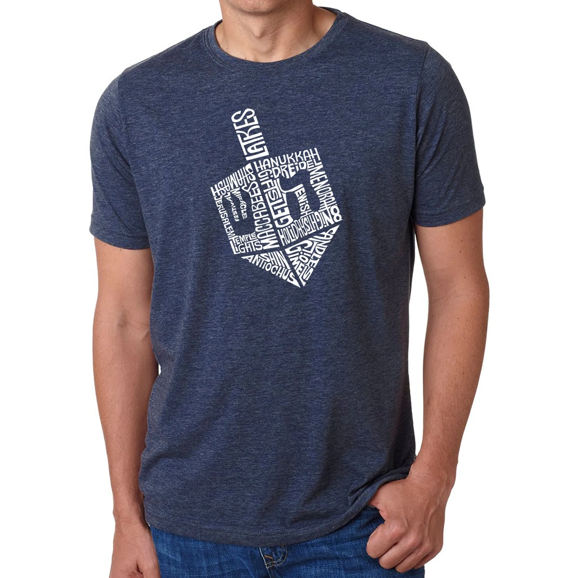 Hanukkah Dreidel - Men's Premium Blend Word Art T-Shirt sold by LA Pop Art product image thumbnail 3