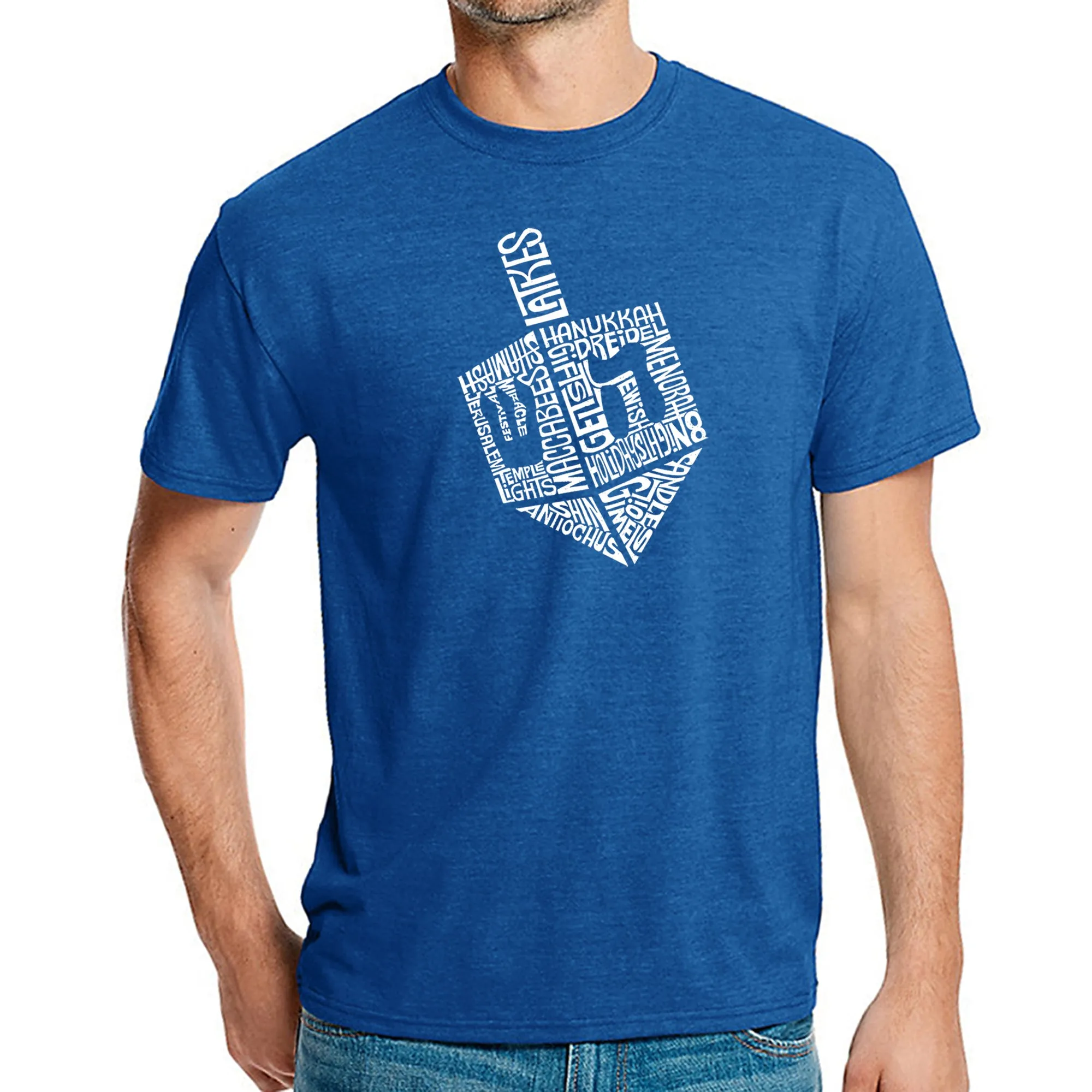 Hanukkah Dreidel - Men's Premium Blend Word Art T-Shirt sold by LA Pop Art product image thumbnail 4