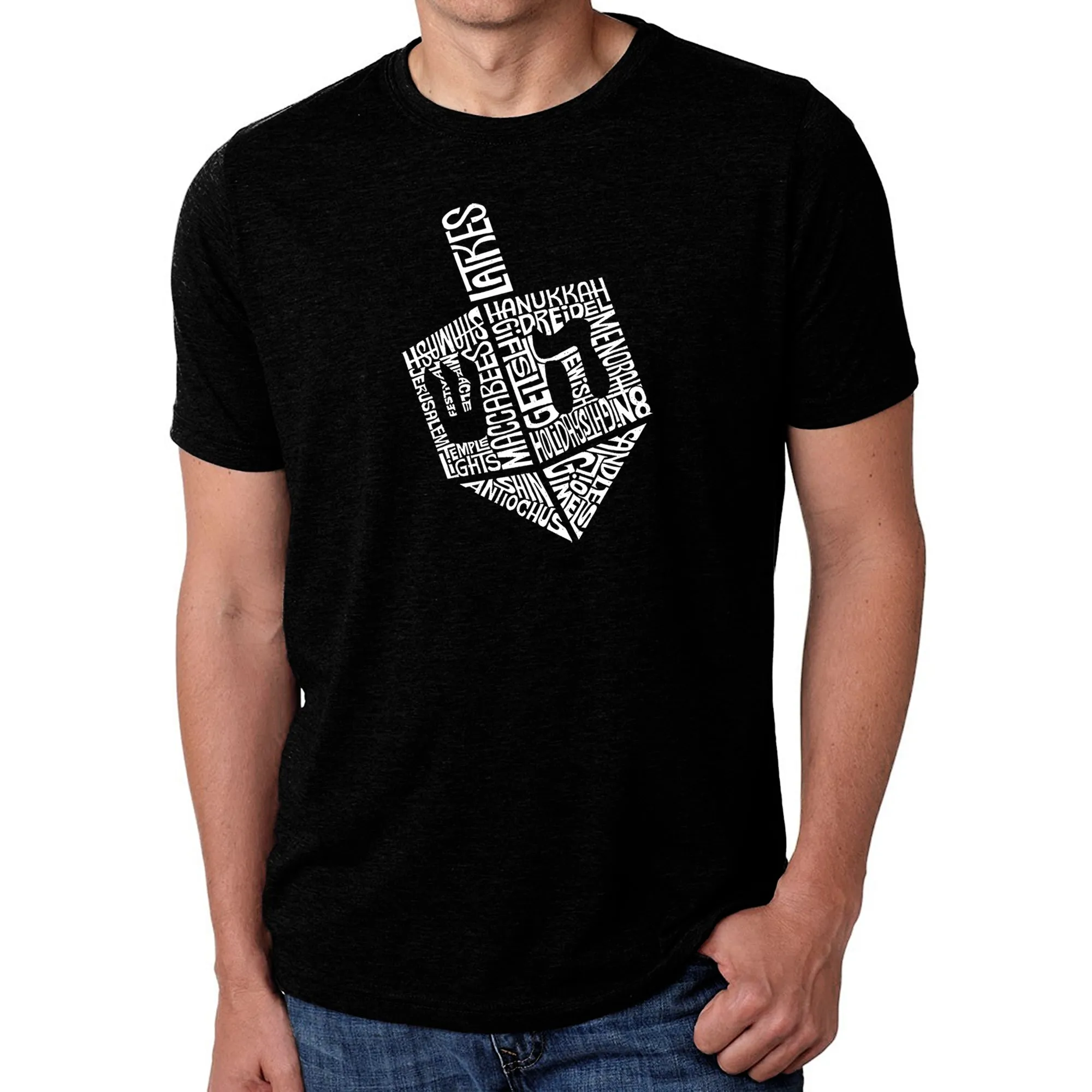 Hanukkah Dreidel - Men's Premium Blend Word Art T-Shirt sold by LA Pop Art