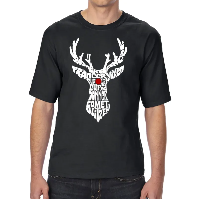 Santa's Reindeer  - Men's Tall and Long Word Art T-Shirt sold by LA Pop Art