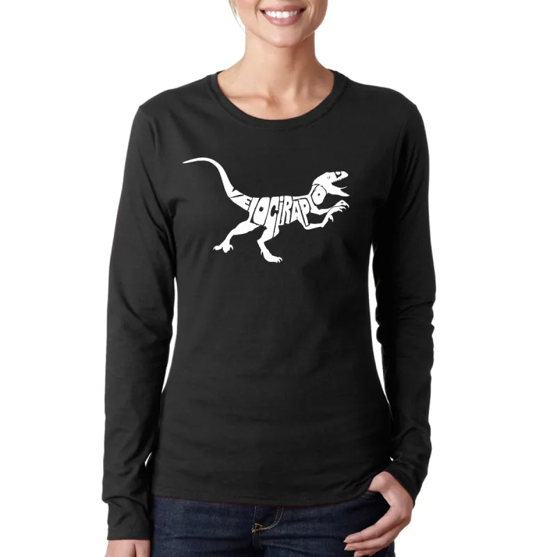 Velociraptor - Women's Word Art Long Sleeve T-Shirt sold by LA Pop Art