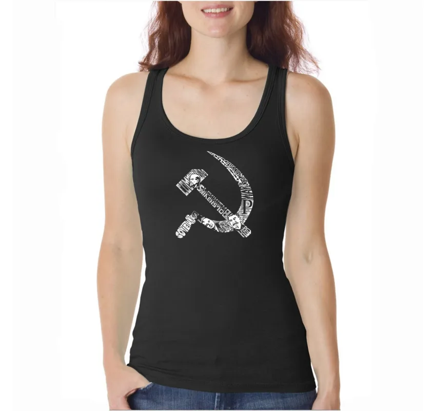 SOVIET HAMMER AND SICKLE  - Women's Word Art Tank Top sold by LA Pop Art