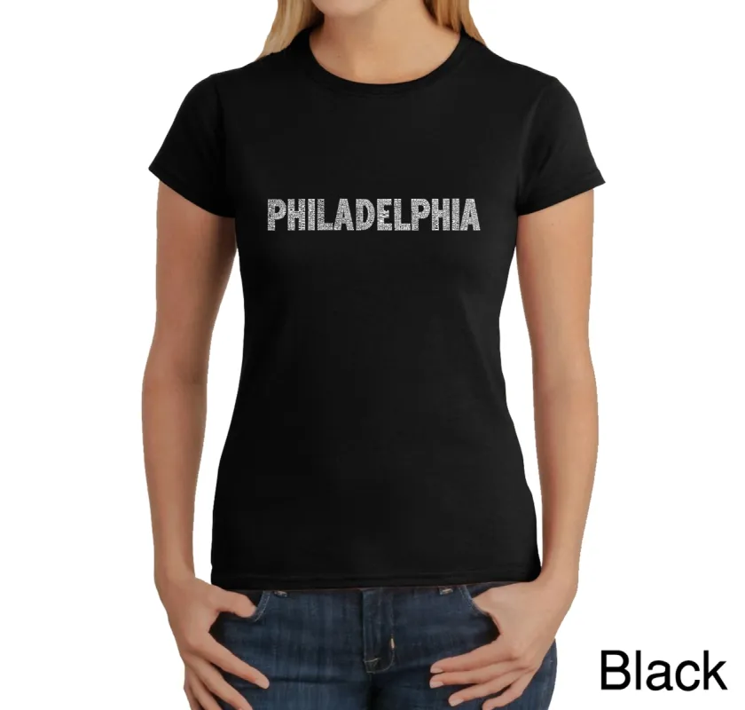 PHILADELPHIA NEIGHBORHOODS - Women's Word Art T-Shirt sold by LA Pop Art