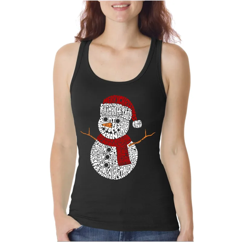 Christmas Snowman - Women's Word Art Tank Top sold by LA Pop Art