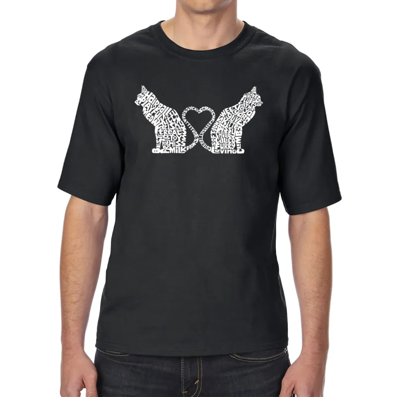 Cat Tail Hearts - Men's Tall and Long Word Art T-Shirt sold by LA Pop Art