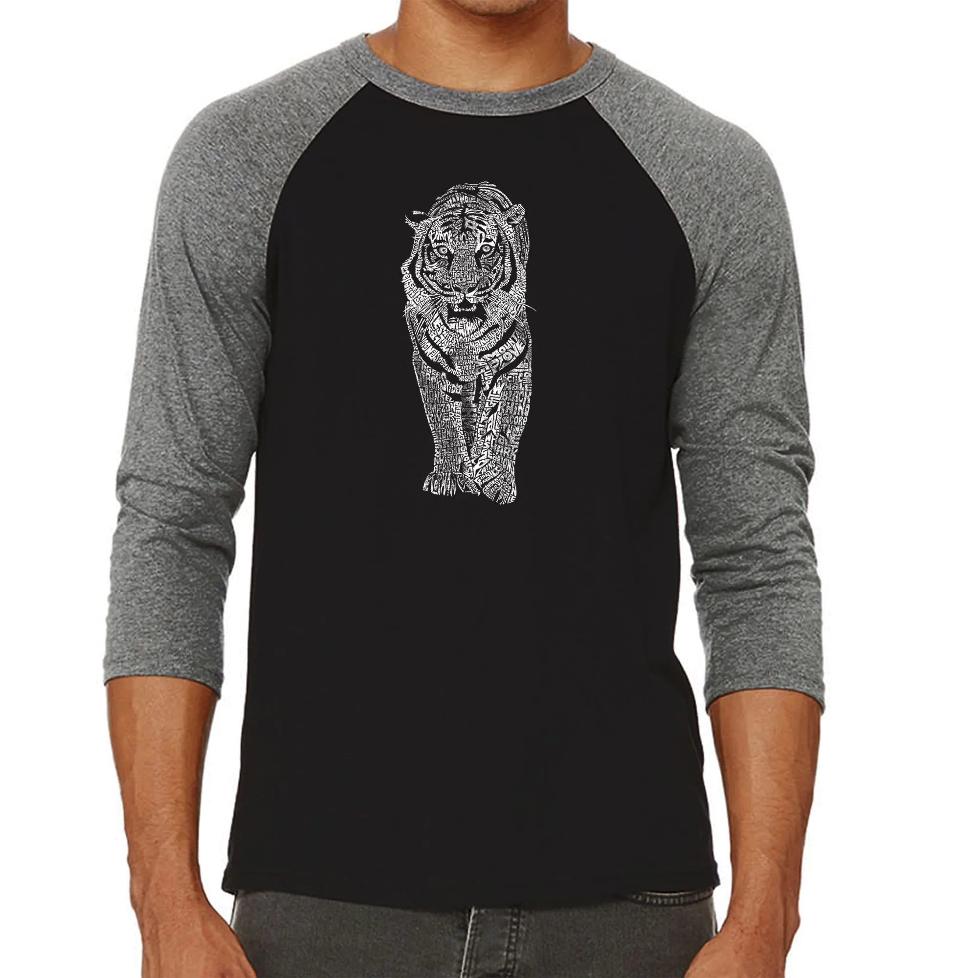 TIGER - Men's Raglan Baseball Word Art T-Shirt sold by LA Pop Art product image thumbnail 4