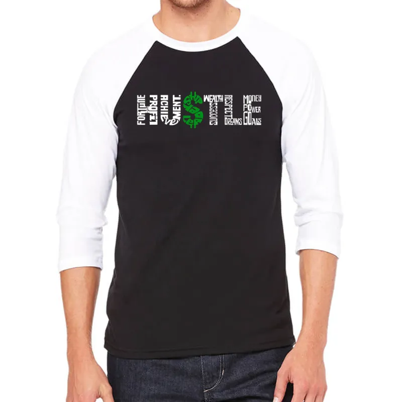 Hustle  - Men's Raglan Baseball Word Art T-Shirt sold by LA Pop Art