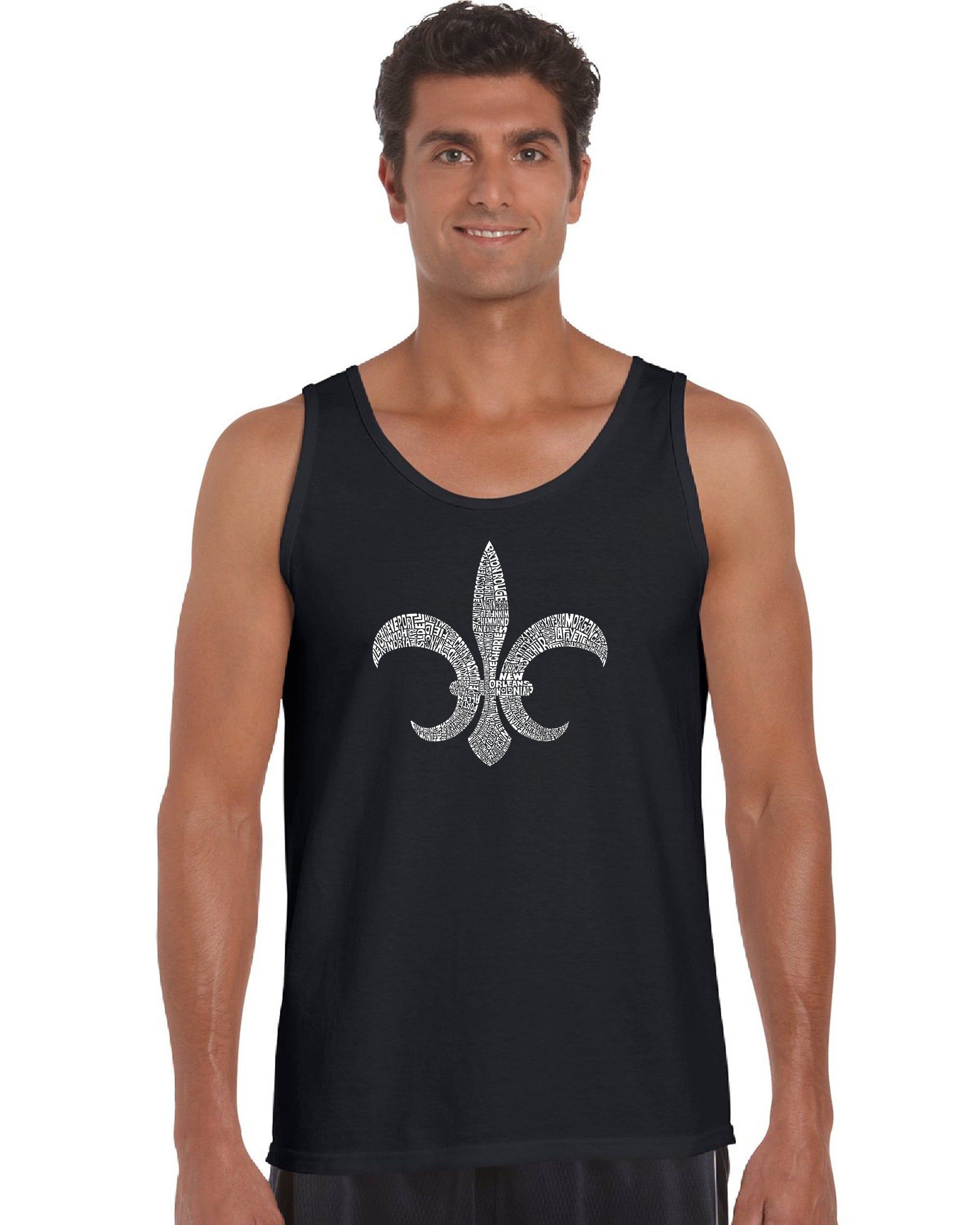 FLEUR DE LIS POPULAR LOUISIANA CITIES - Men's Word Art Tank Top sold by LA Pop Art