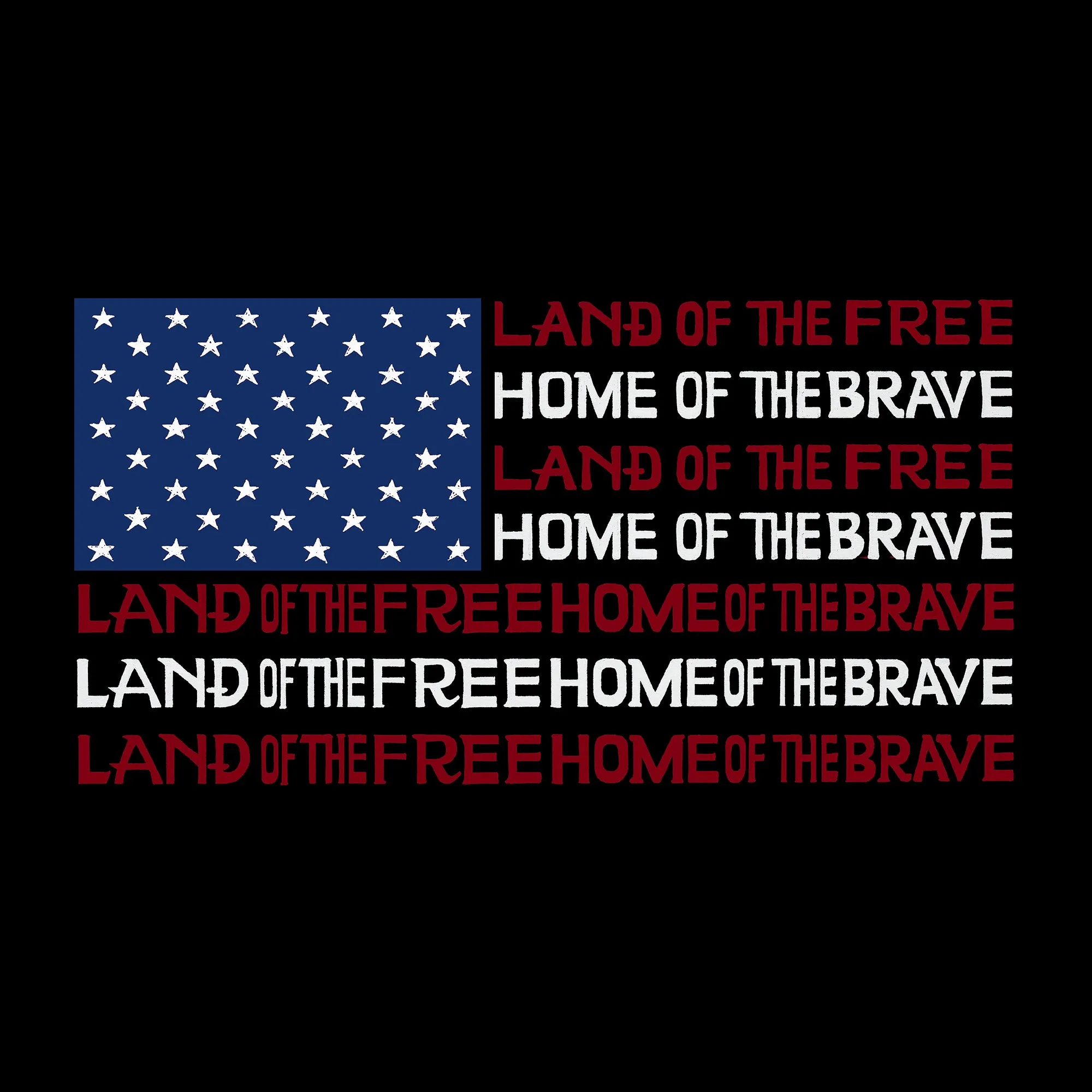 Land of the Free American Flag - Men's Word Art Long Sleeve T-Shirt sold by LA Pop Art product image thumbnail 2