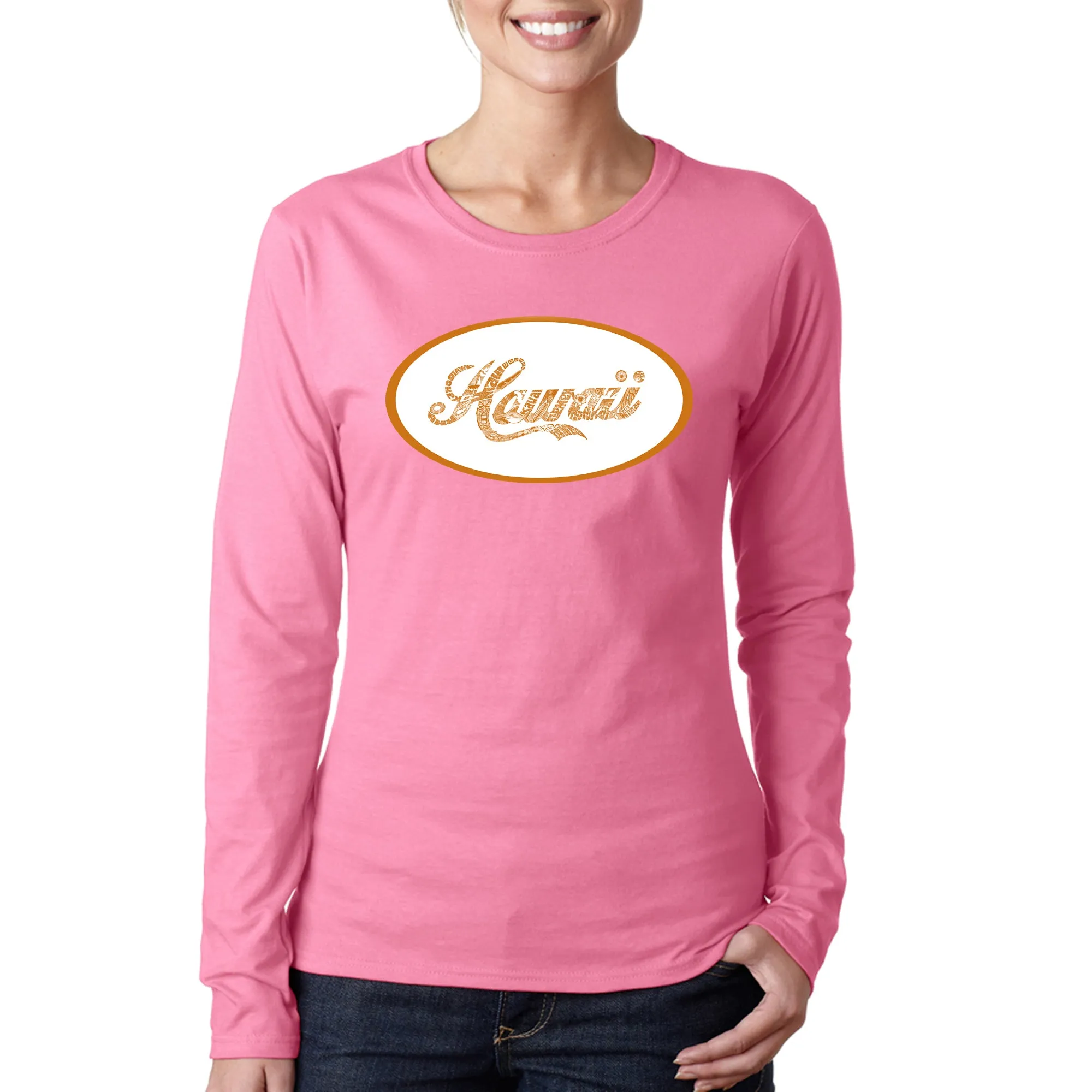 HAWAIIAN ISLAND NAMES & IMAGERY - Women's Word Art Long Sleeve T-Shirt sold by LA Pop Art product image thumbnail 3