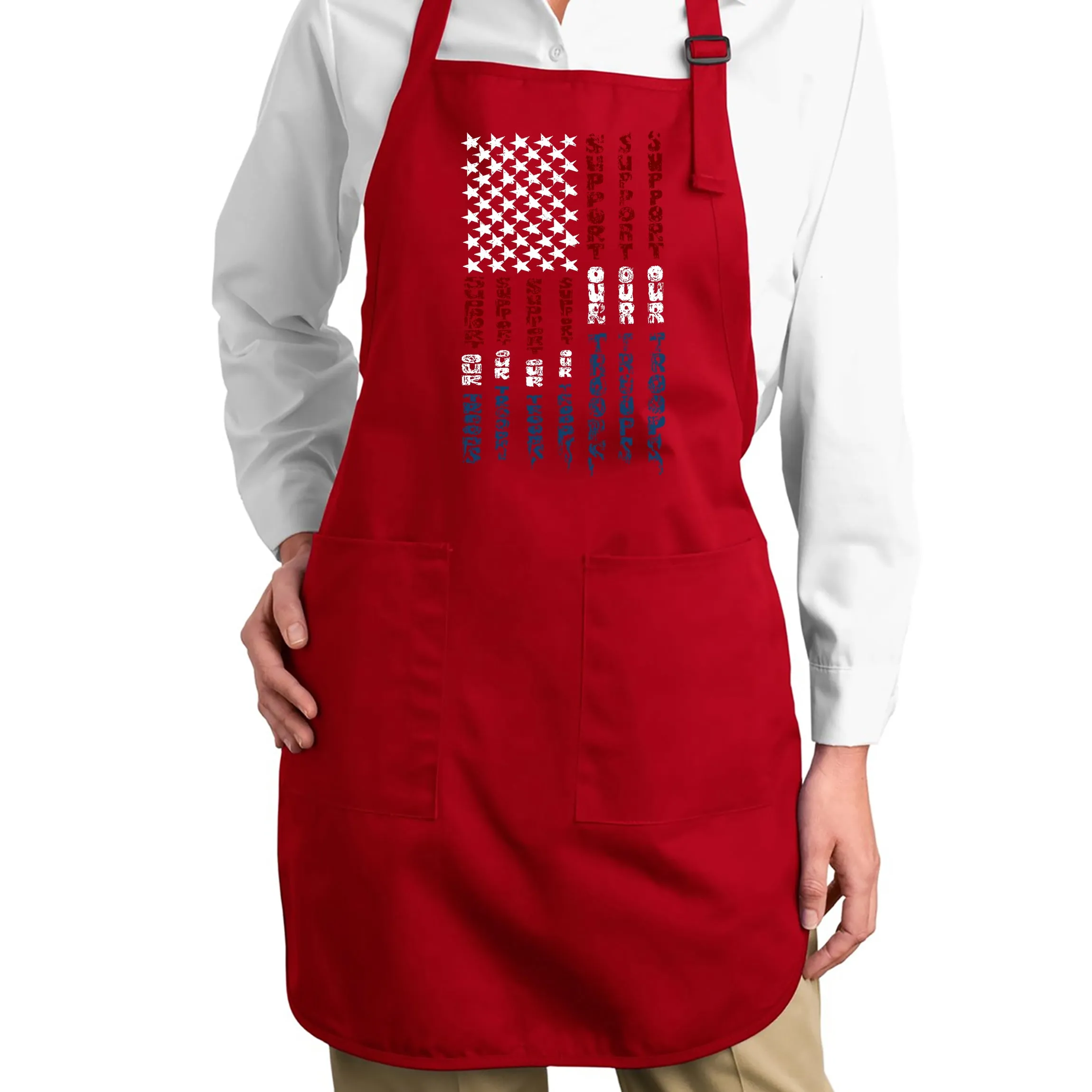 Support our Troops - Full Length Word Art Apron sold by LA Pop Art product image thumbnail 3