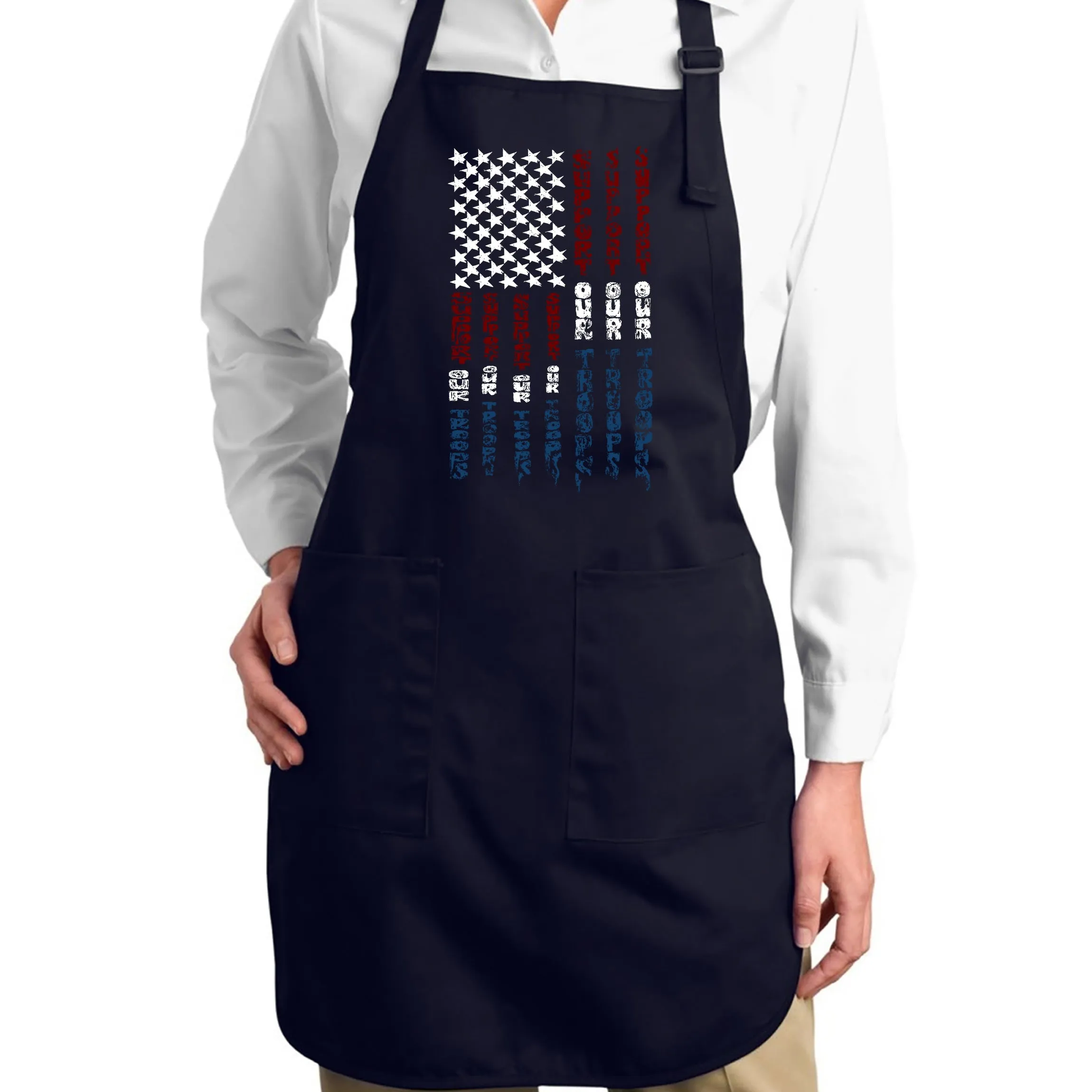 Support our Troops - Full Length Word Art Apron sold by LA Pop Art product image thumbnail 4