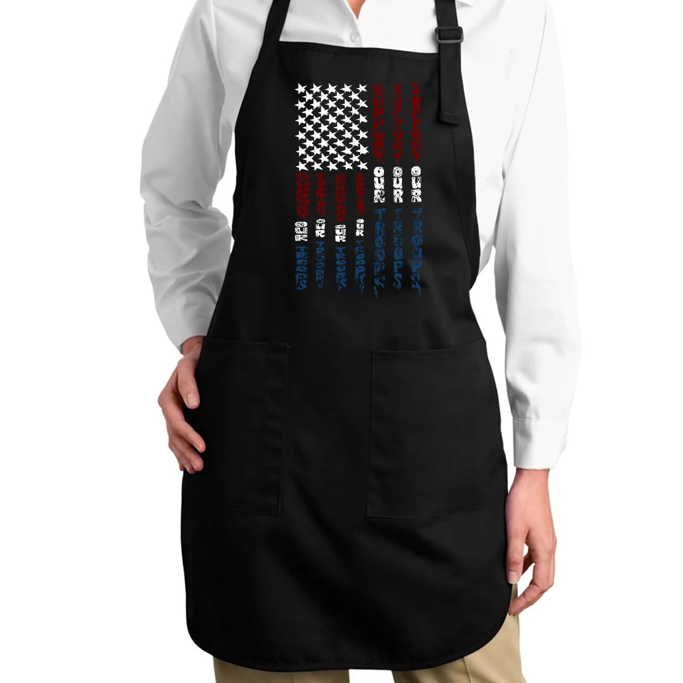 Support our Troops - Full Length Word Art Apron sold by LA Pop Art