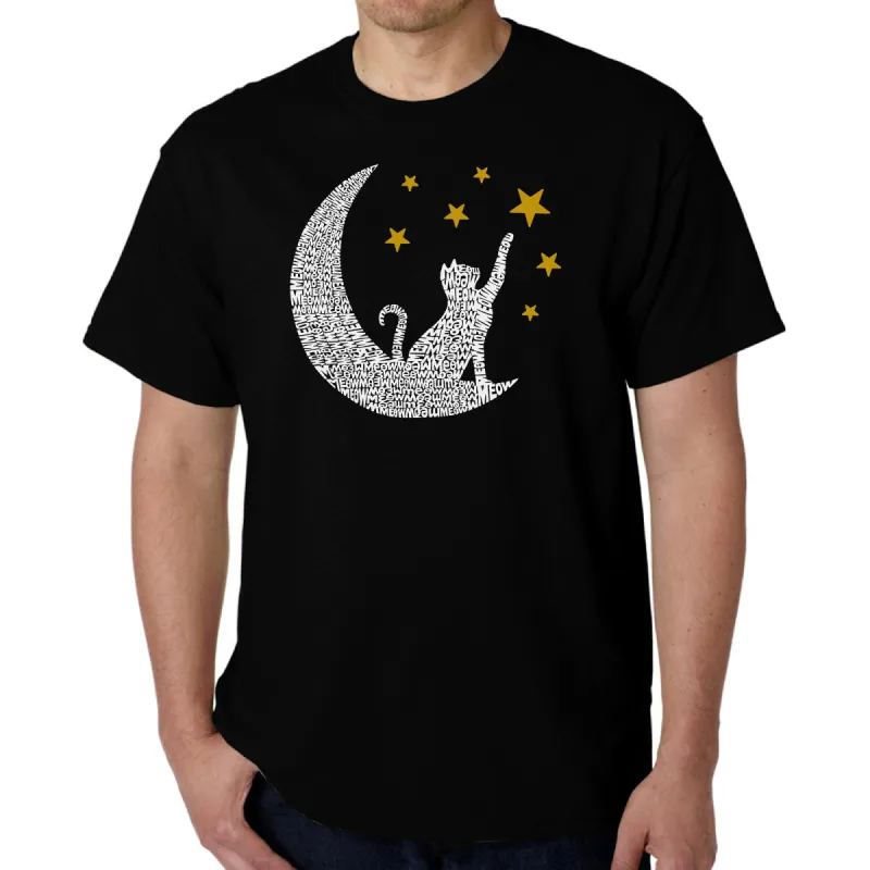 Cat Moon - Men's Word Art T-Shirt sold by LA Pop Art