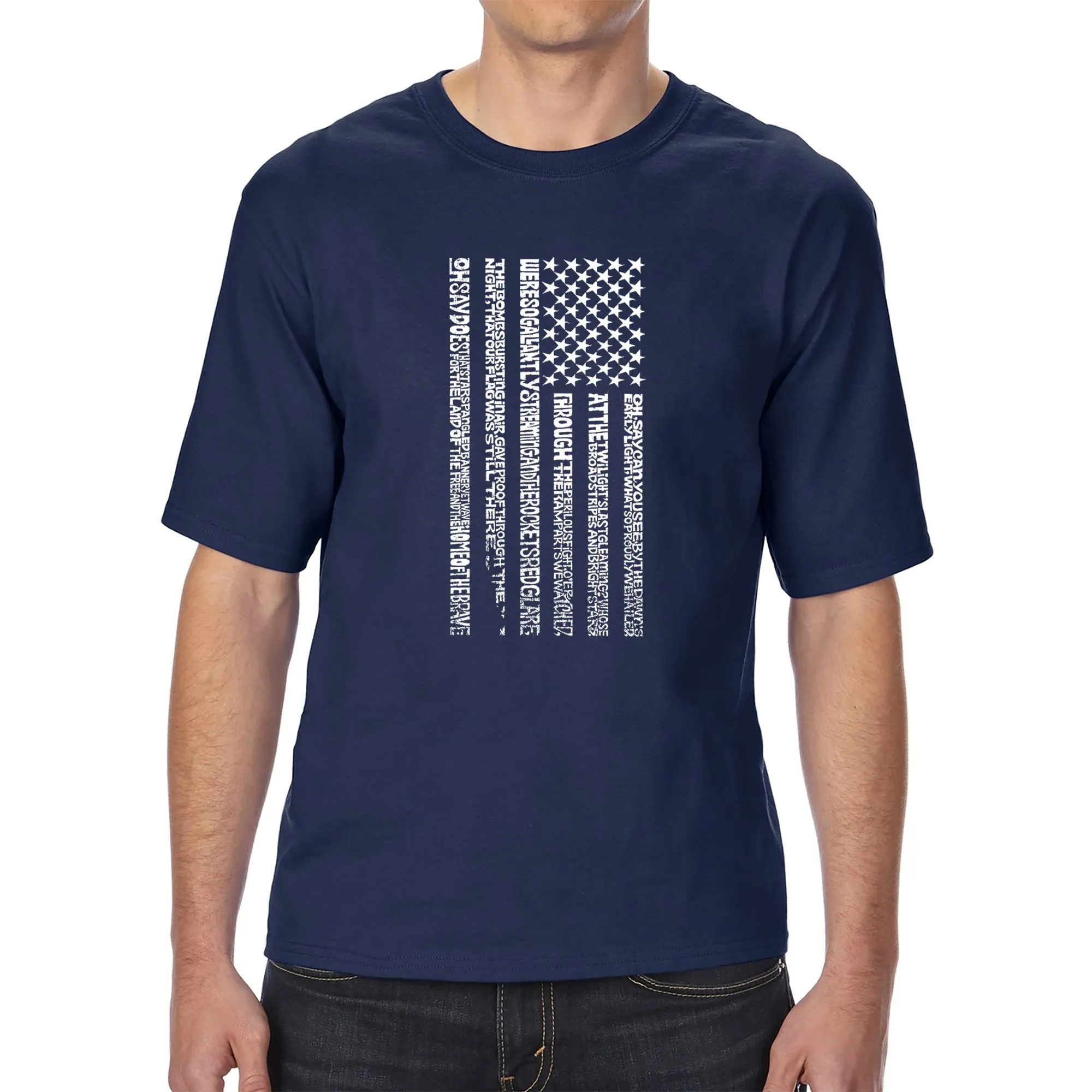 National Anthem Flag - Men's Tall Word Art T-Shirt sold by LA Pop Art product image thumbnail 3