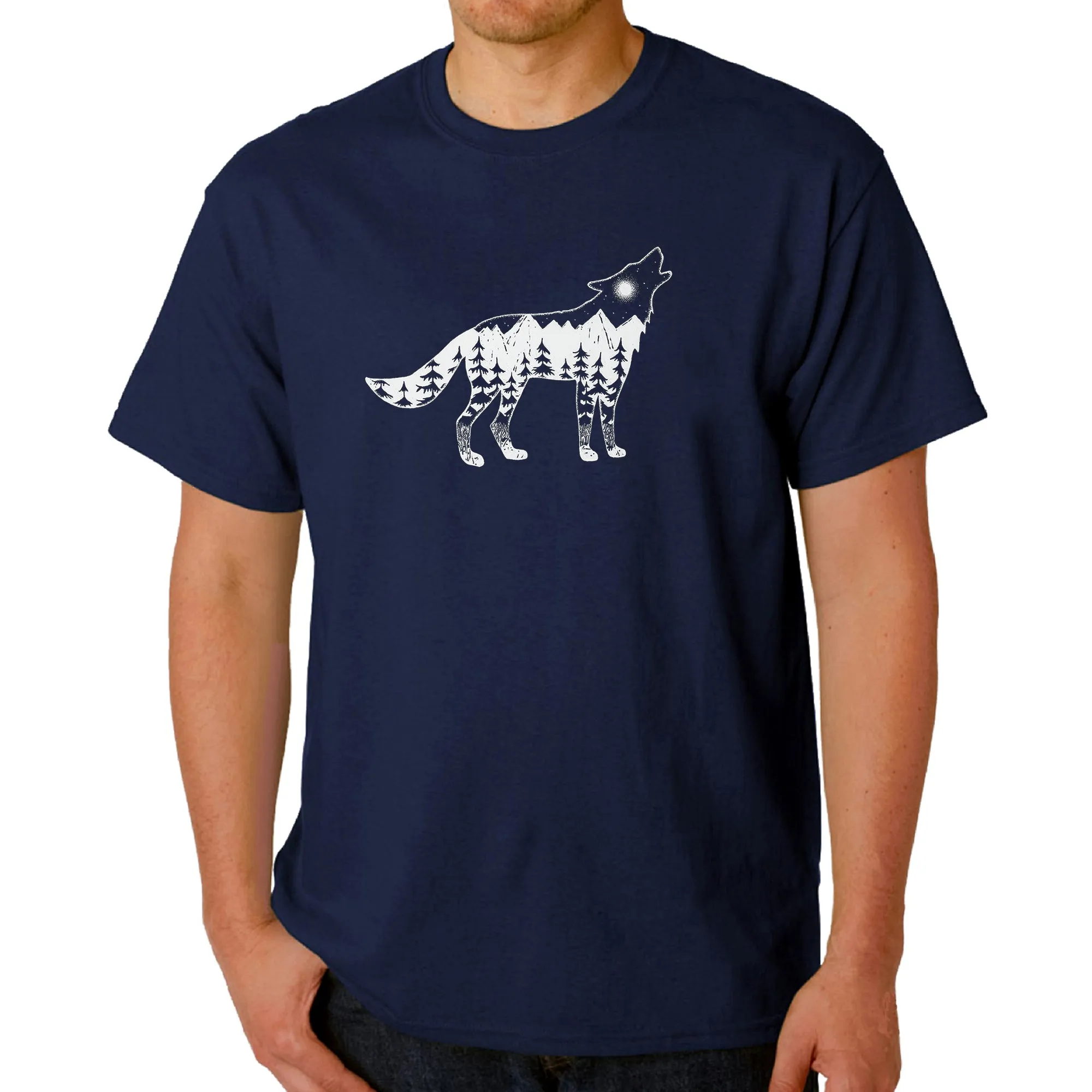 Howling Wolf - Men's Word Art T-Shirt sold by LA Pop Art product image thumbnail 3