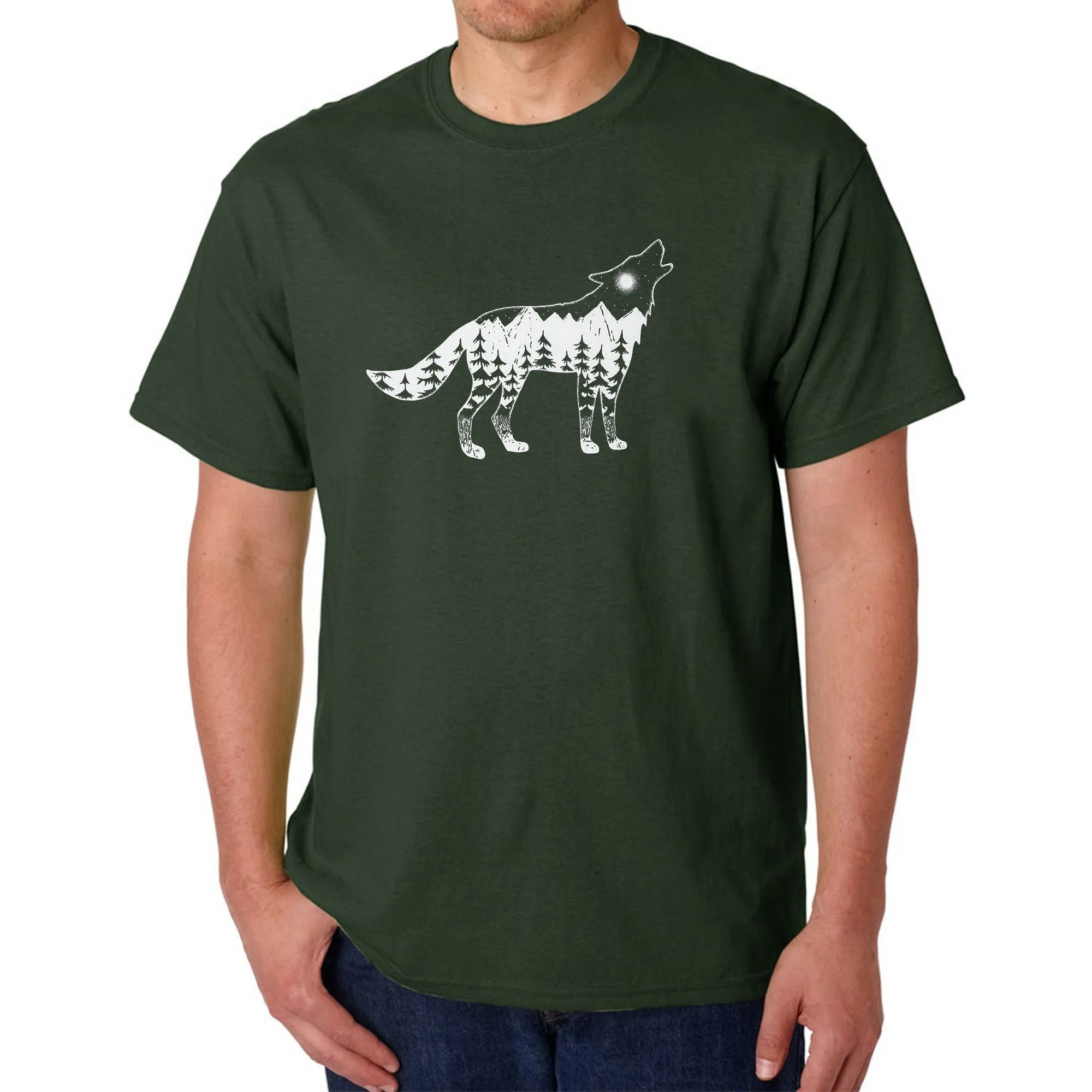 Howling Wolf - Men's Word Art T-Shirt sold by LA Pop Art product image thumbnail 4