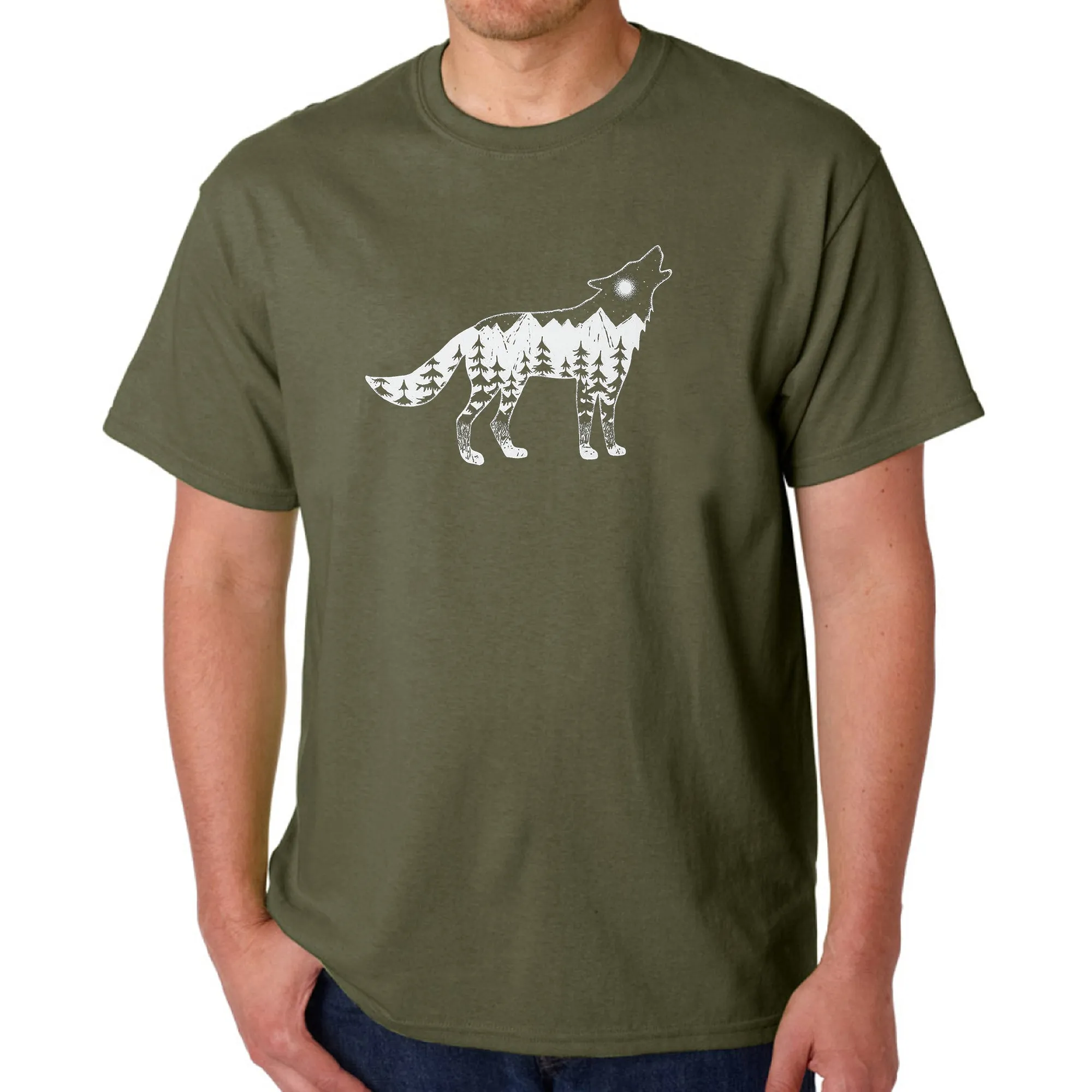 Howling Wolf - Men's Word Art T-Shirt sold by LA Pop Art product image thumbnail 5