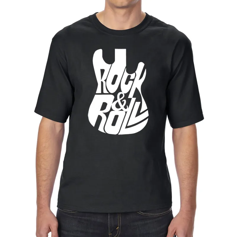 Rock And Roll Guitar - Men's Tall and Long Word Art T-Shirt sold by LA Pop Art