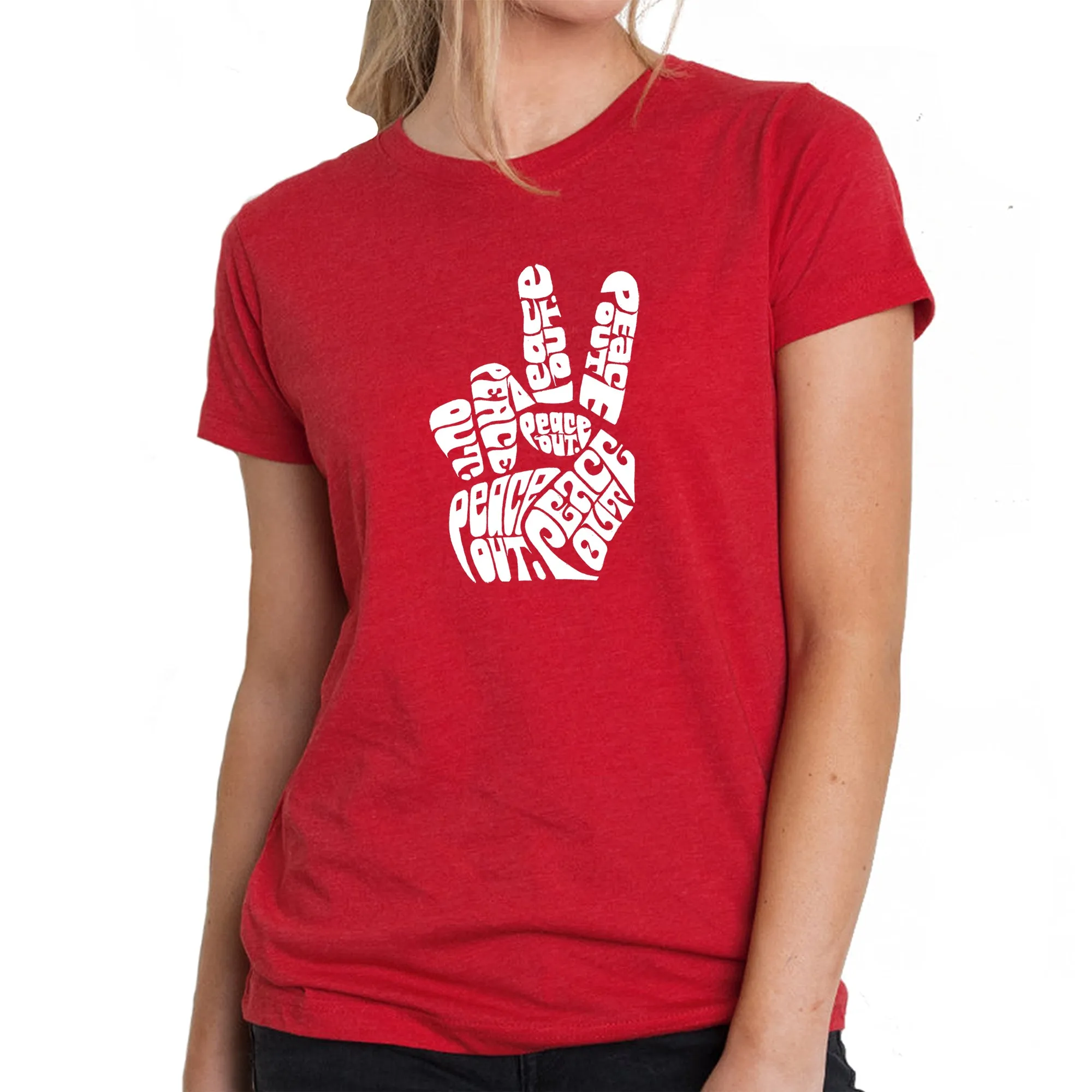 Peace Out - Women's Premium Blend Word Art T-Shirt sold by LA Pop Art product image thumbnail 5