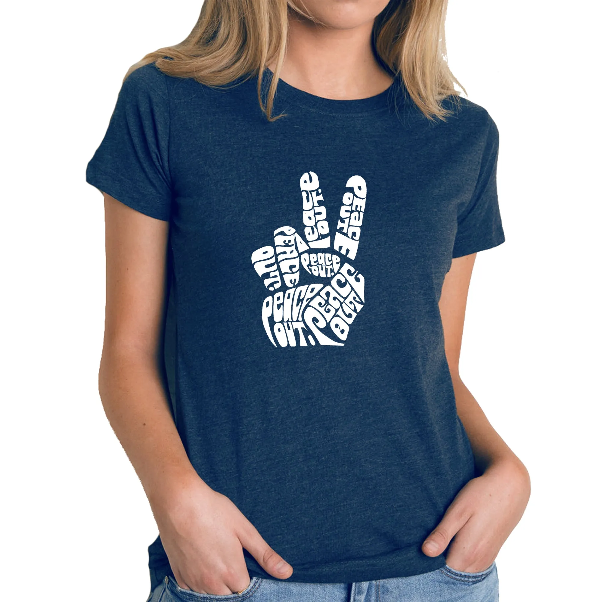 Peace Out - Women's Premium Blend Word Art T-Shirt sold by LA Pop Art product image thumbnail 3