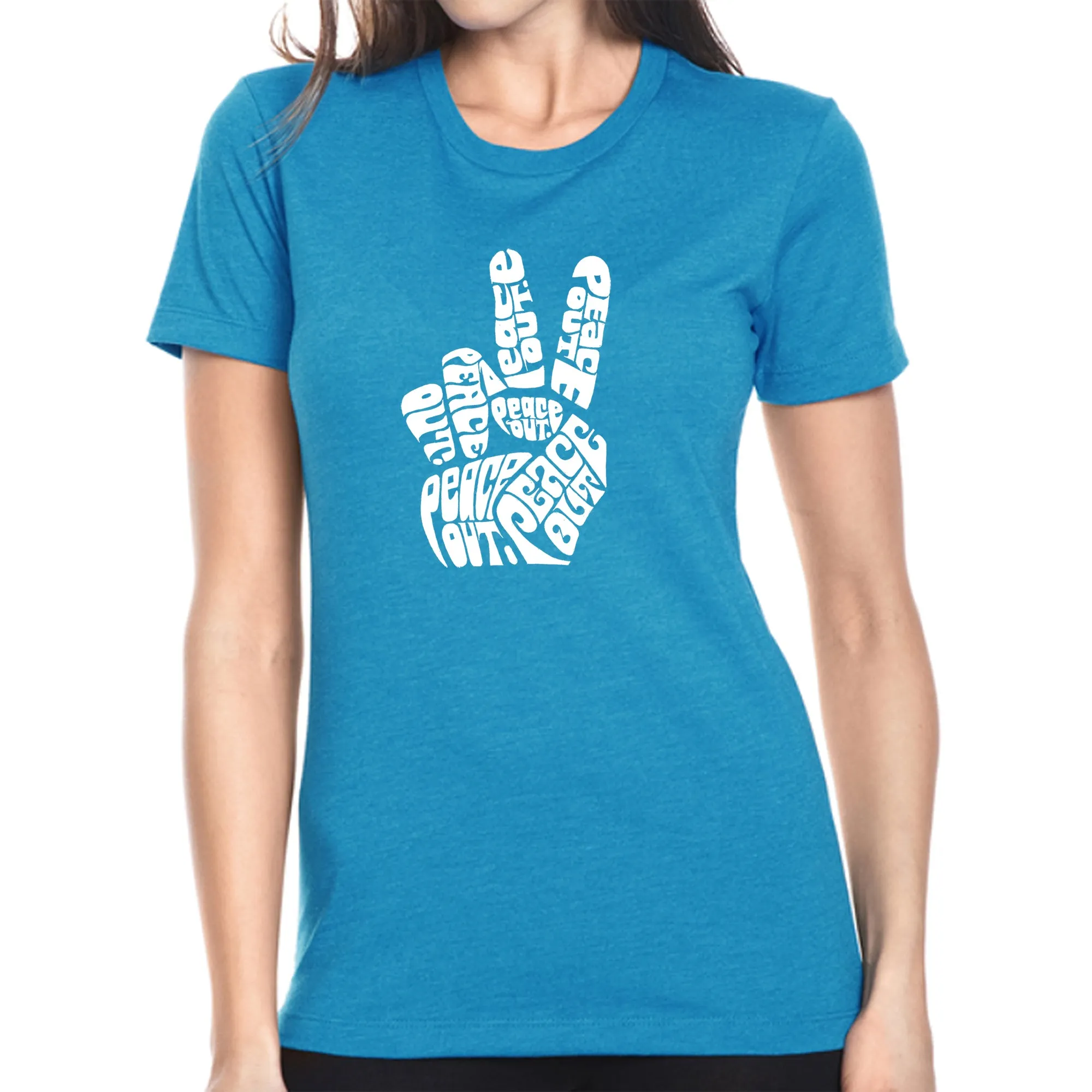 Peace Out - Women's Premium Blend Word Art T-Shirt sold by LA Pop Art product image thumbnail 4
