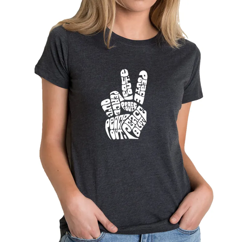 Peace Out  - Women's Premium Blend Word Art T-Shirt sold by LA Pop Art