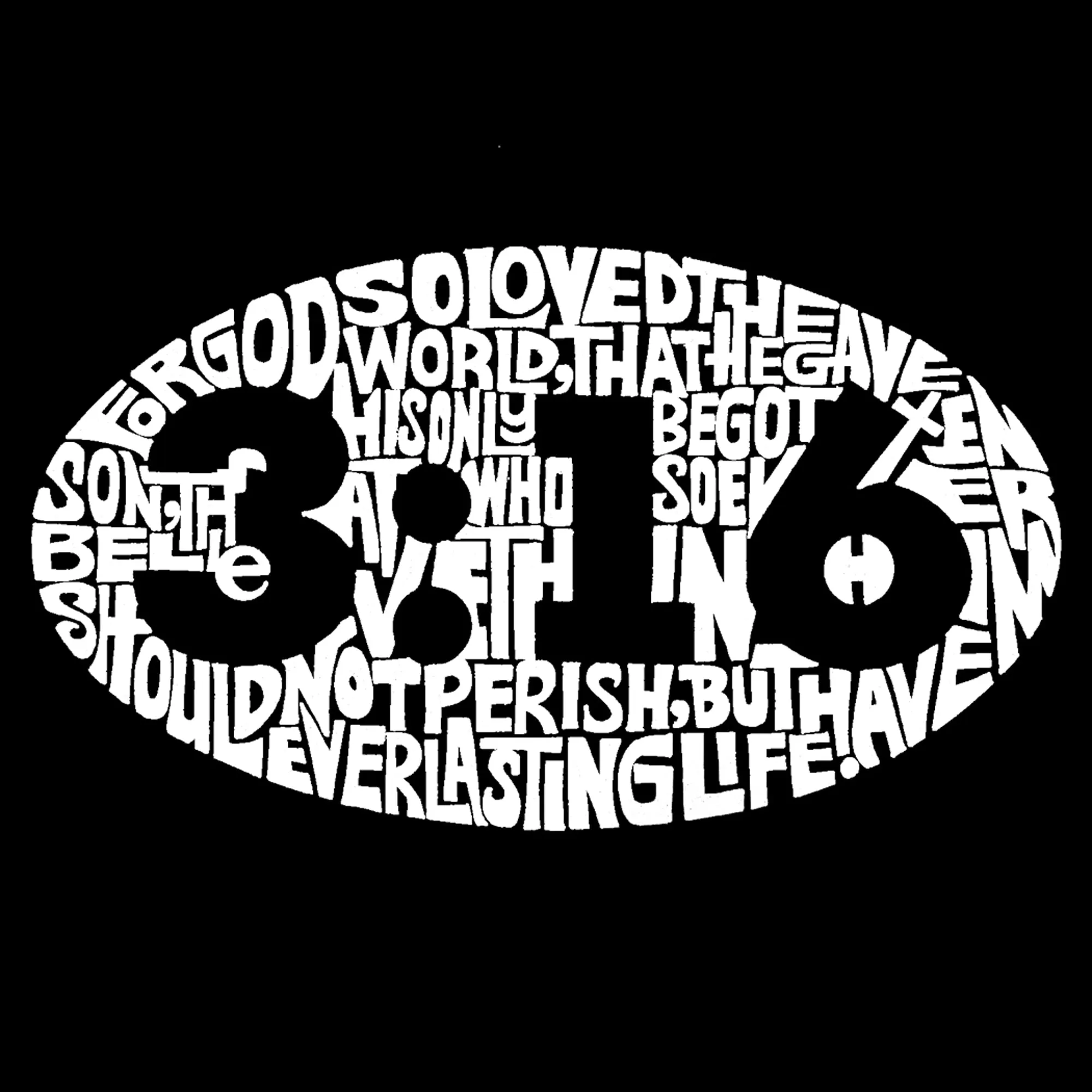 John 3:16 - Men's Raglan Baseball Word Art T-Shirt sold by LA Pop Art product image thumbnail 2