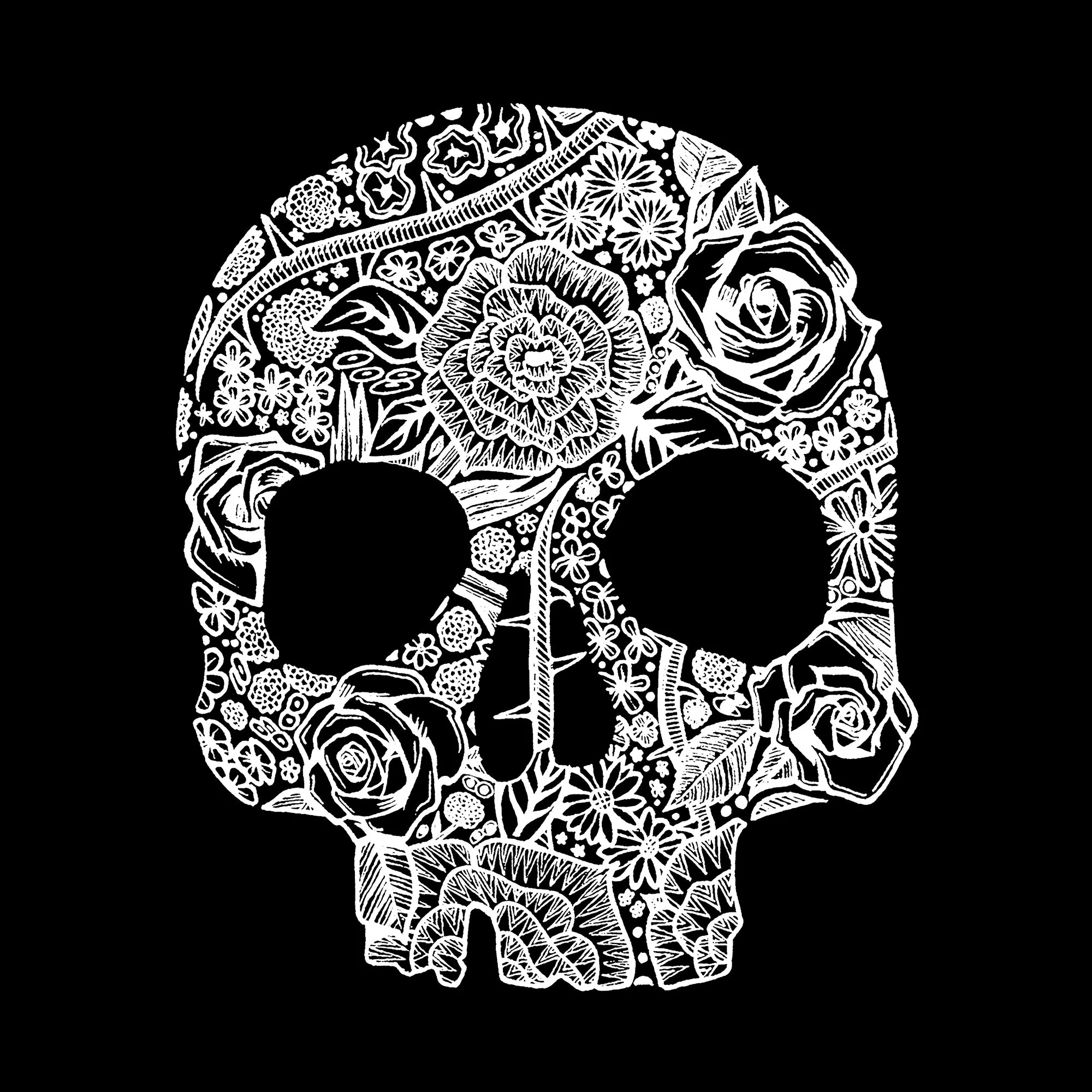 Flower Skull - Men's Word Art Tank Top sold by LA Pop Art product image thumbnail 2