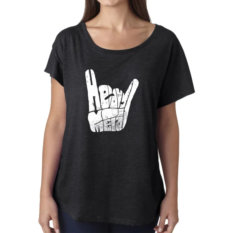 LA Pop Art Women's Dolman Word Art Shirt - Heavy Metal sold by LA Pop Art