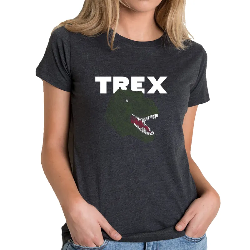 T-Rex Head  - Women's Premium Blend Word Art T-Shirt sold by LA Pop Art