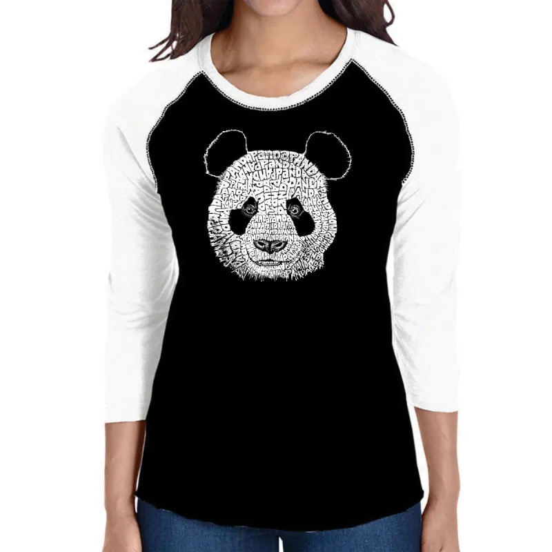 Panda - Women's Raglan Baseball Word Art T-Shirt sold by LA Pop Art