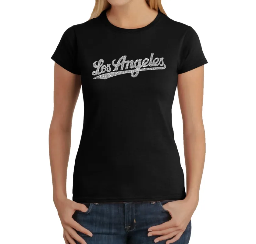 LOS ANGELES NEIGHBORHOODS - Women's Word Art T-Shirt sold by LA Pop Art