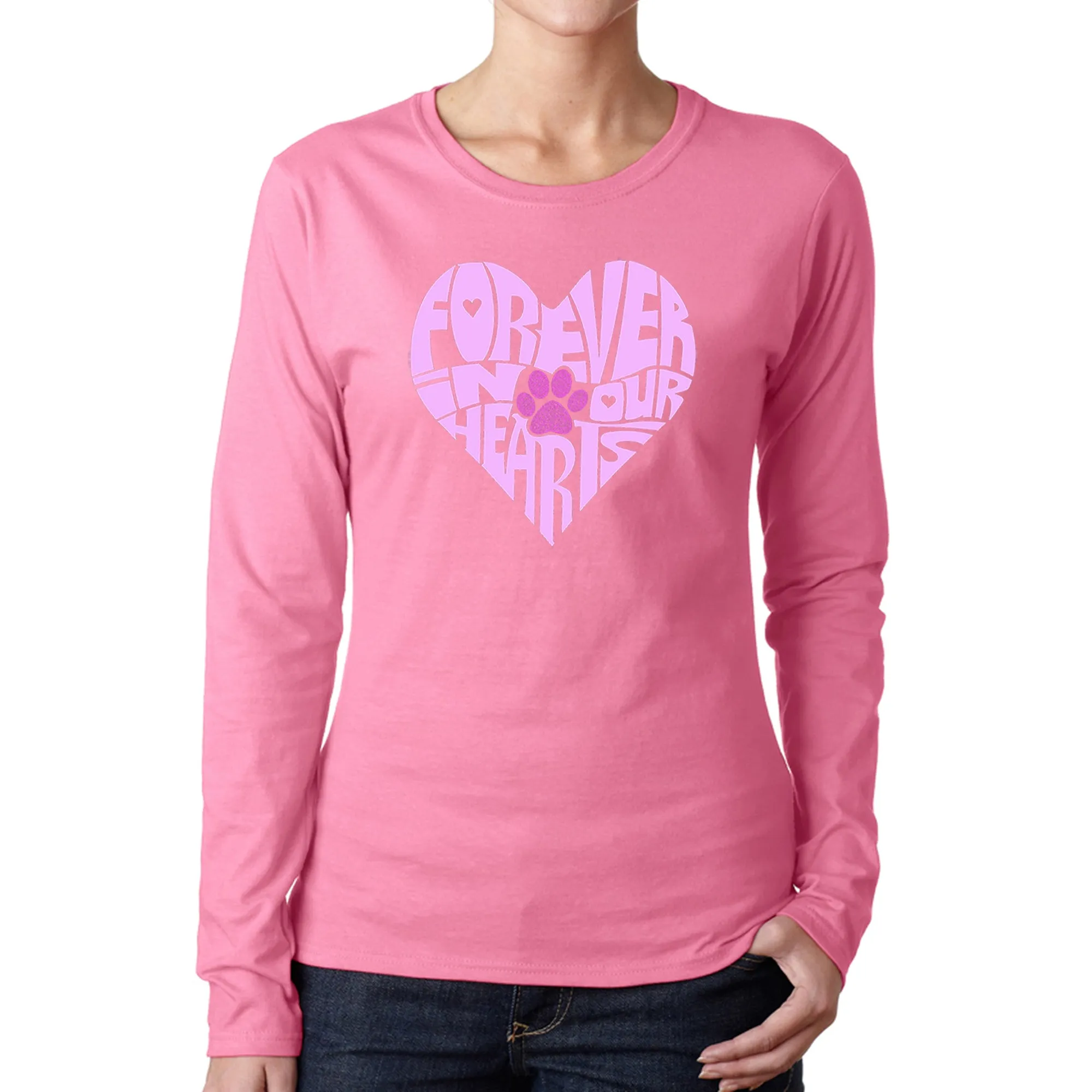 Forever In Our Hearts - Women's Word Art Long Sleeve T-Shirt sold by LA Pop Art product image thumbnail 3