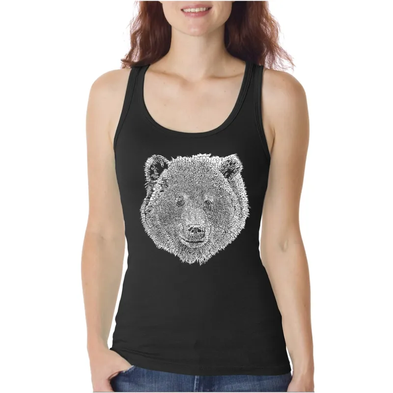 Bear Face  - Women's Word Art Tank Top sold by LA Pop Art