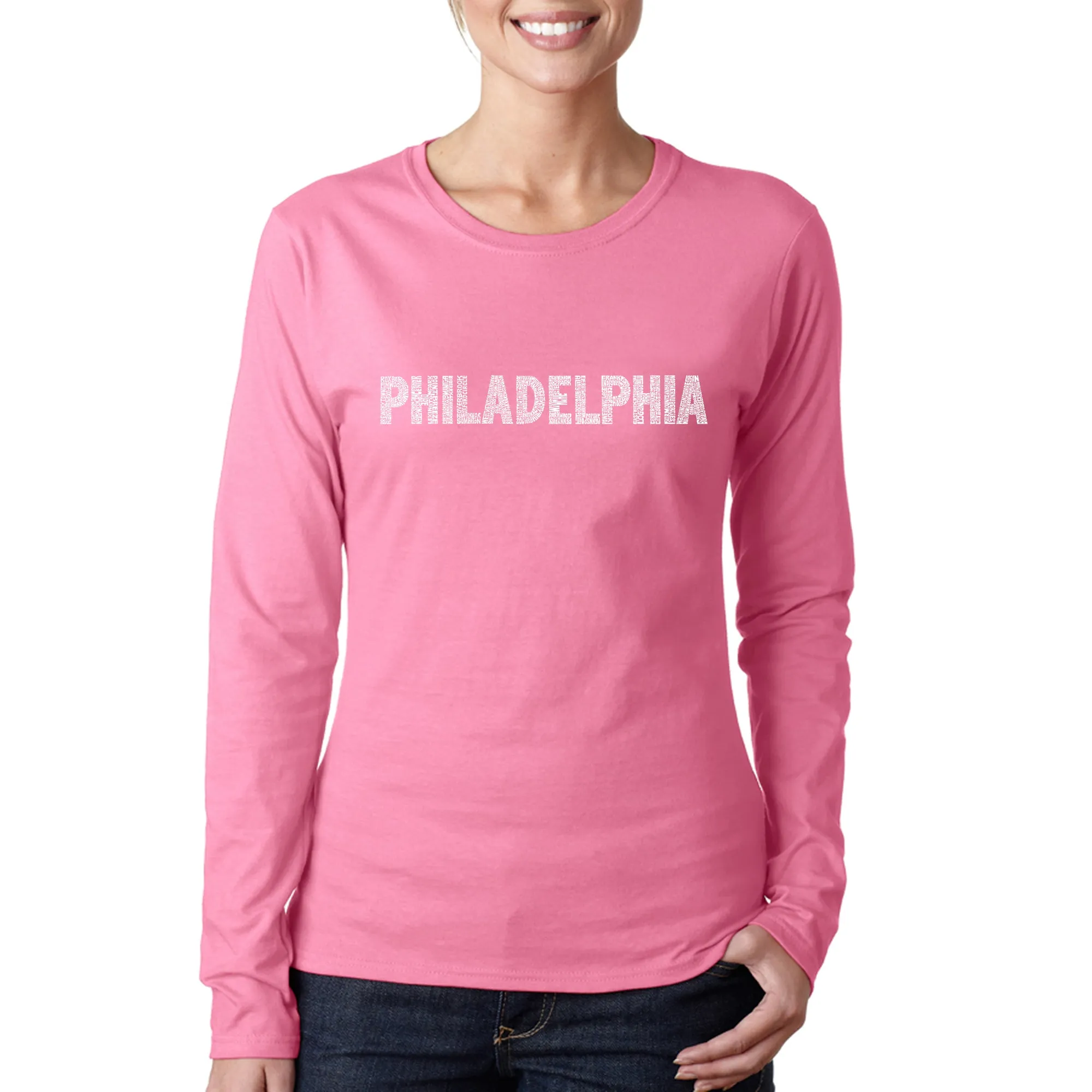 PHILADELPHIA NEIGHBORHOODS - Women's Word Art Long Sleeve T-Shirt sold by LA Pop Art product image thumbnail 3