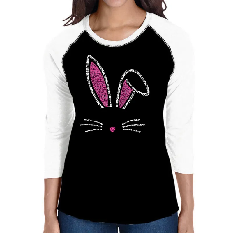 Bunny Ears  - Women's Raglan Word Art T-Shirt sold by LA Pop Art