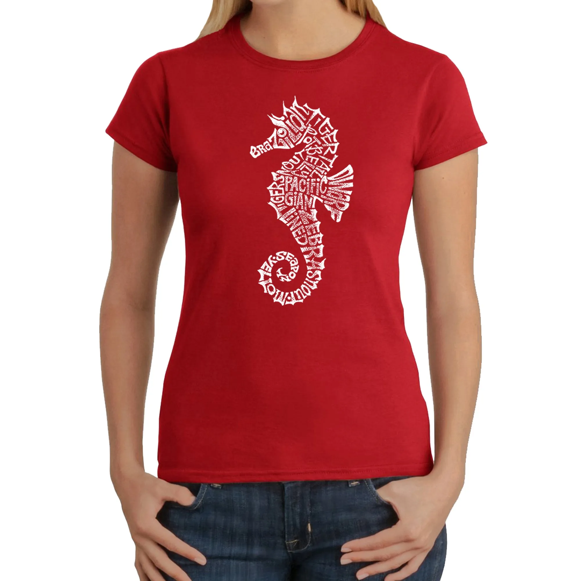 Types of Seahorse - Women's Word Art T-Shirt sold by LA Pop Art product image thumbnail 5