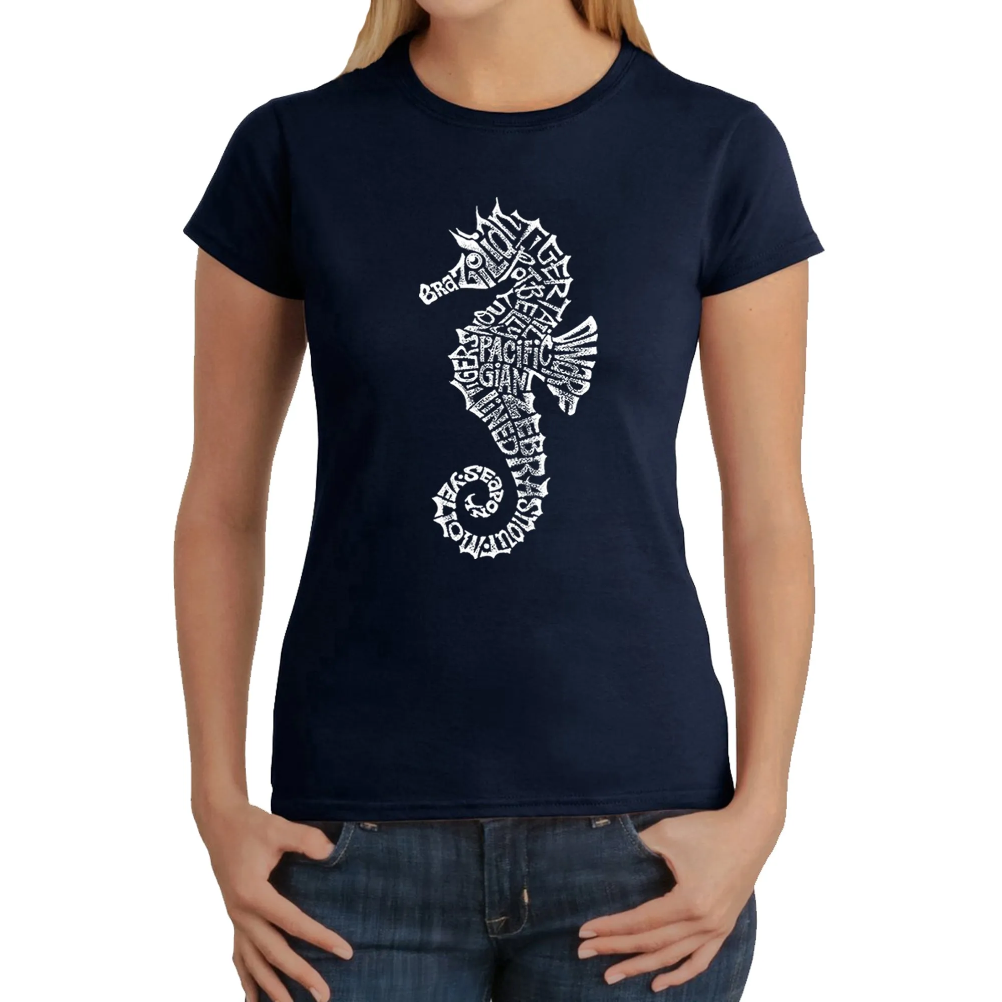 Types of Seahorse - Women's Word Art T-Shirt sold by LA Pop Art product image thumbnail 3