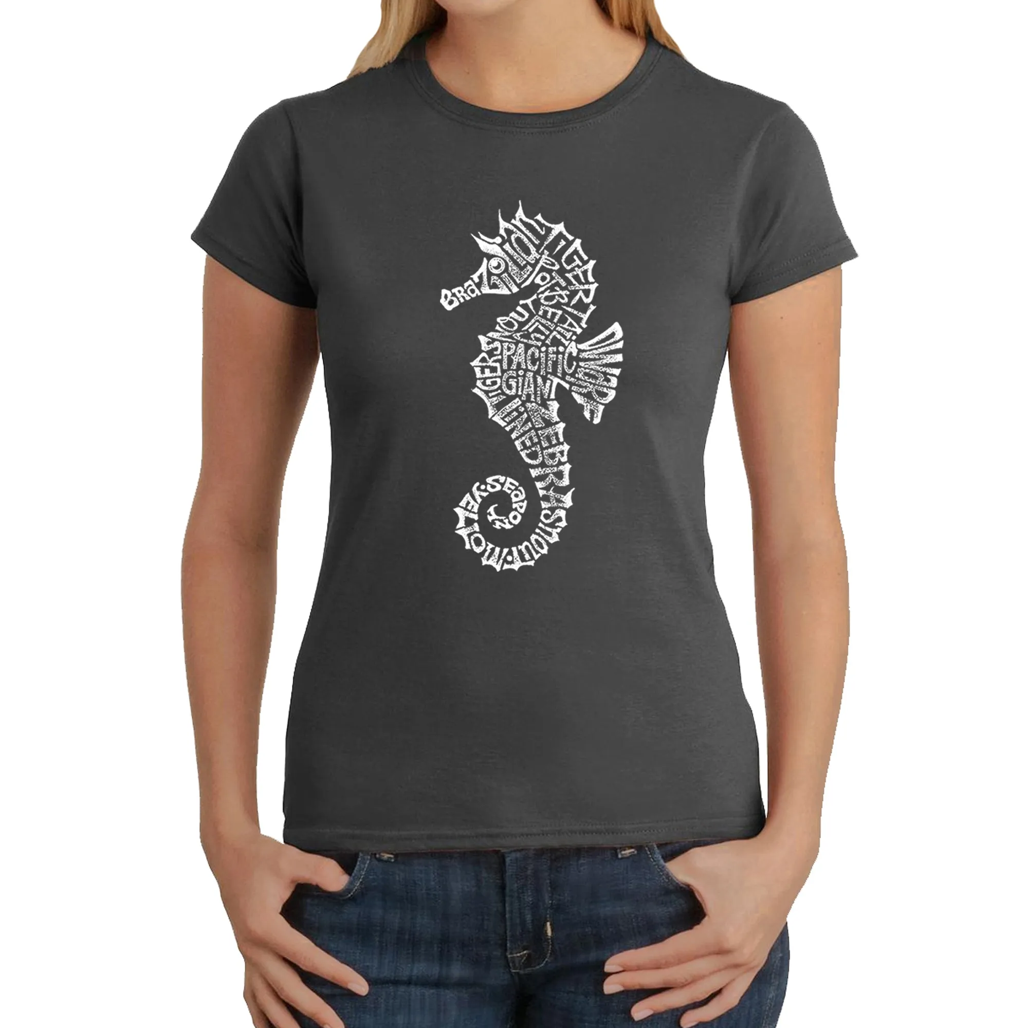 Types of Seahorse - Women's Word Art T-Shirt sold by LA Pop Art product image thumbnail 4