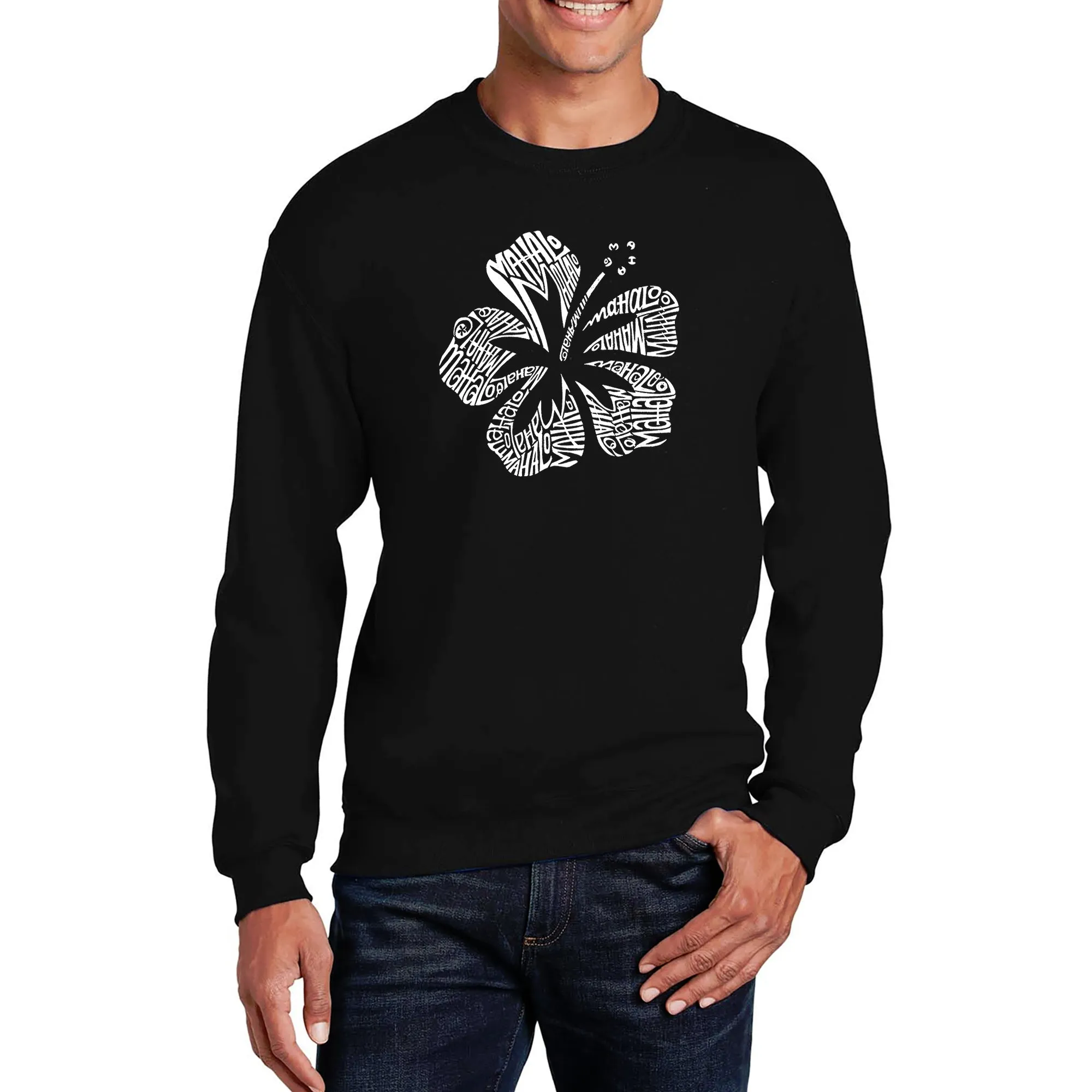 Mahalo - Men's Word Art Crewneck Sweatshirt sold by LA Pop Art