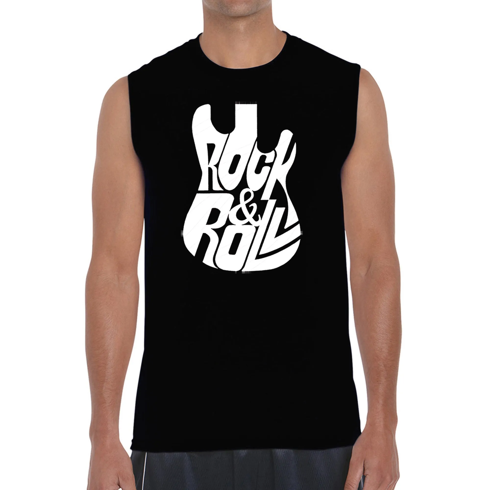 Rock And Roll Guitar - Men's Word Art Sleeveless T-Shirt sold by LA Pop Art
