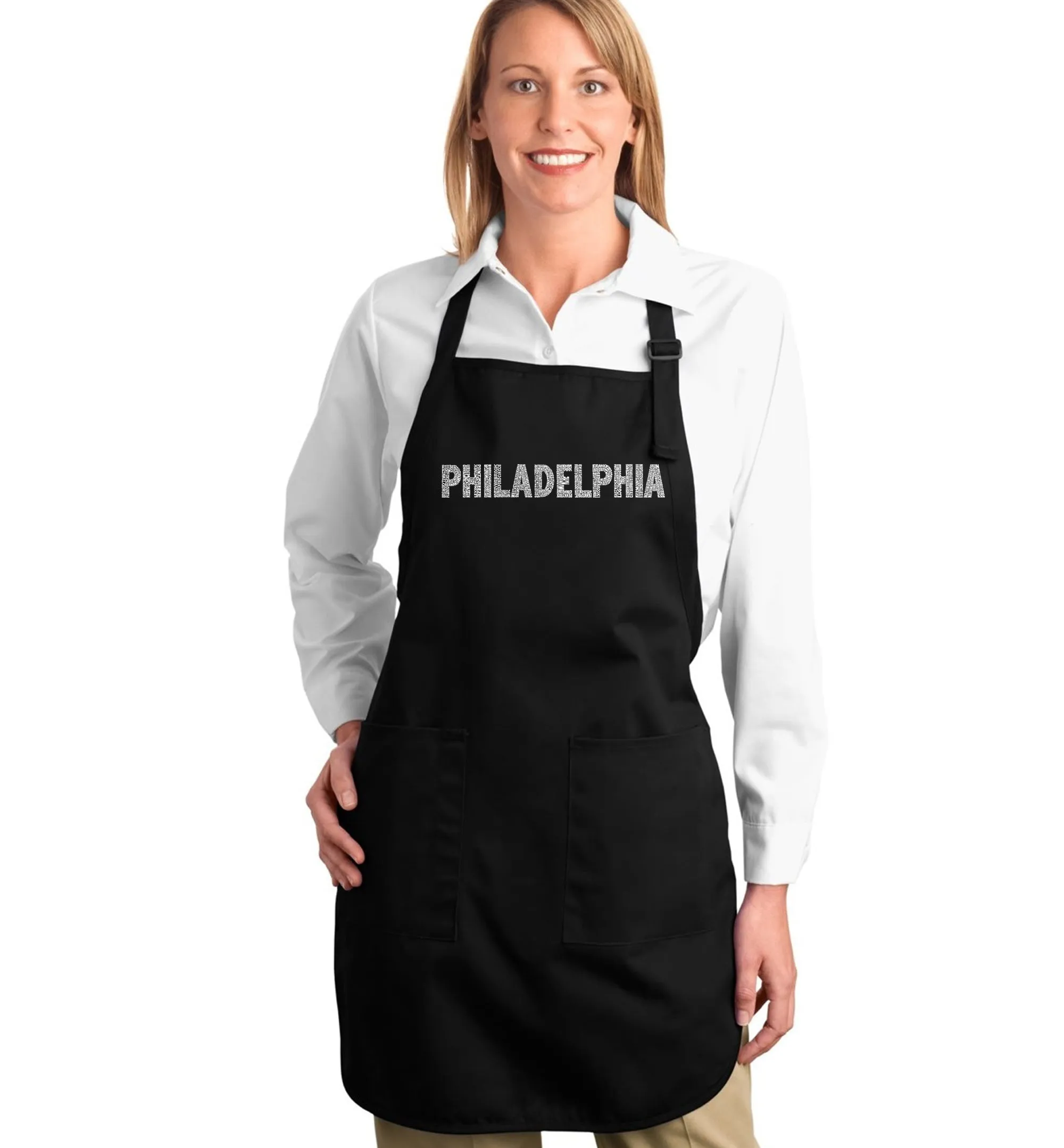 PHILADELPHIA NEIGHBORHOODS - Full Length Word Art Apron sold by LA Pop Art