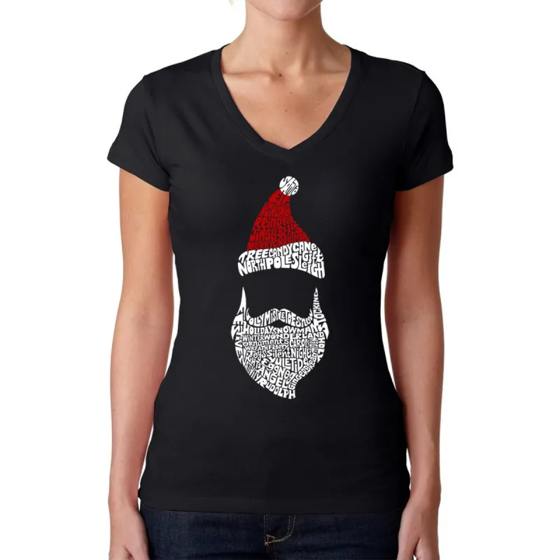 Santa Claus  - Women's Word Art V-Neck T-Shirt sold by LA Pop Art